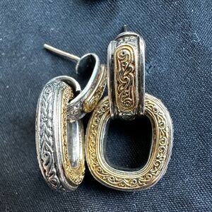 Konstantino Door Knocker Silver & Gold Earrings